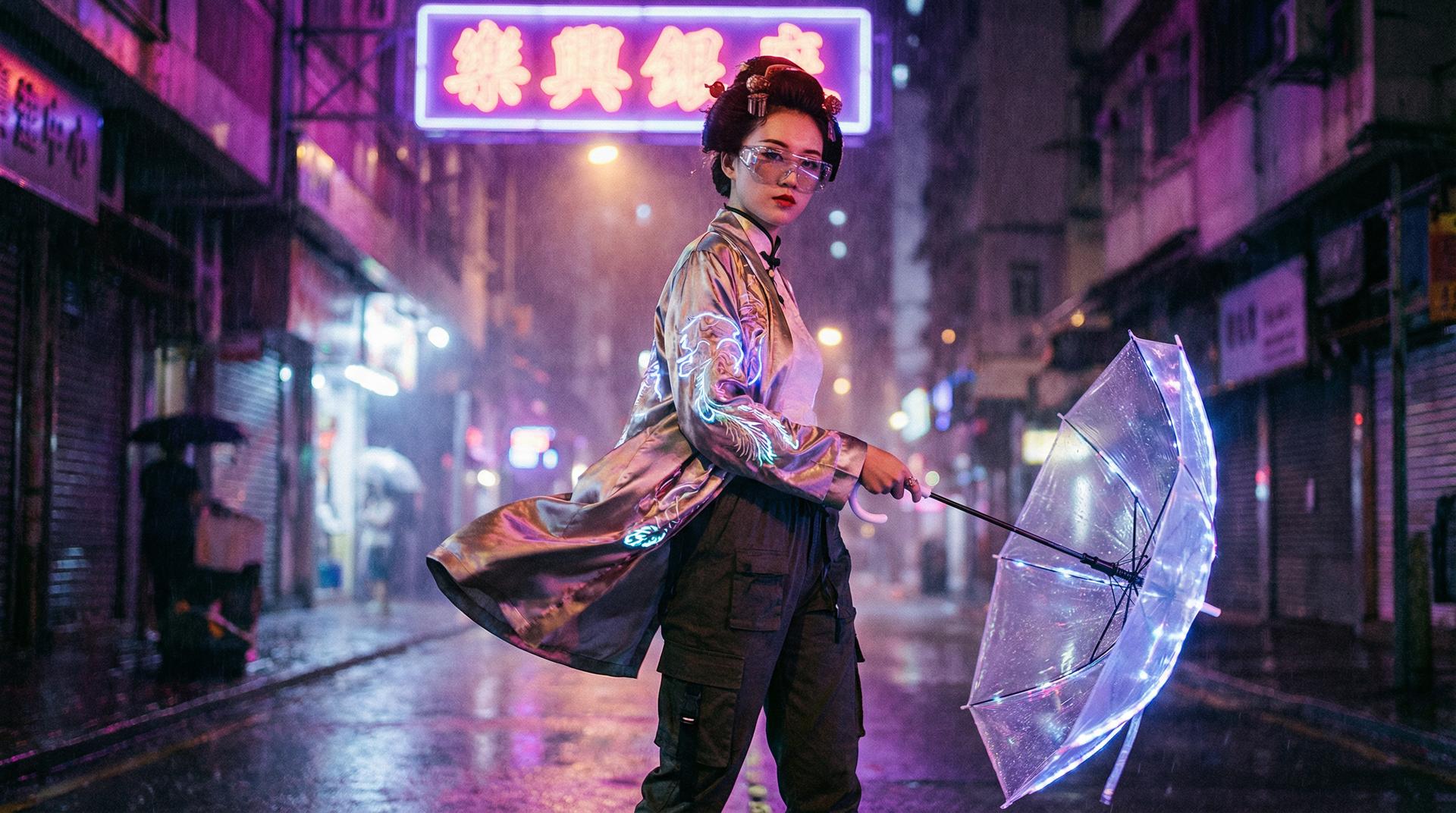 黑丝赛博朋克都市夜景短传媒制作